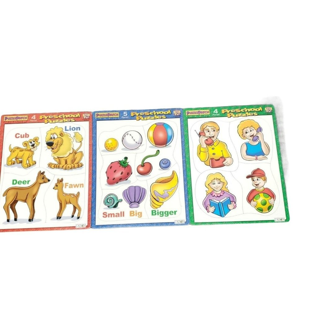 Puzzle Patch‎ 4 piece 3 puzzles ages 1 1/2" preschool big tray puzzle